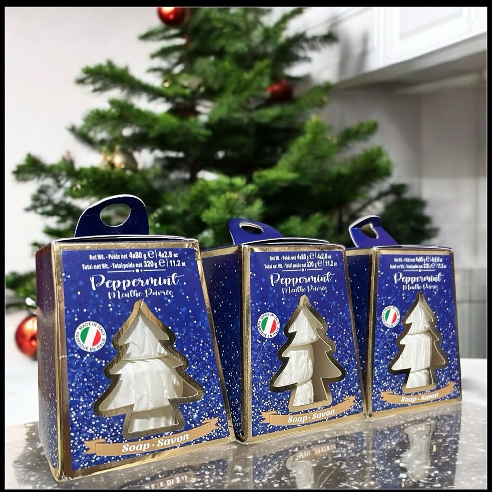 Lot of 3 Peppermint Scented Soap 12 pack  stocking stuffer Made In Italy